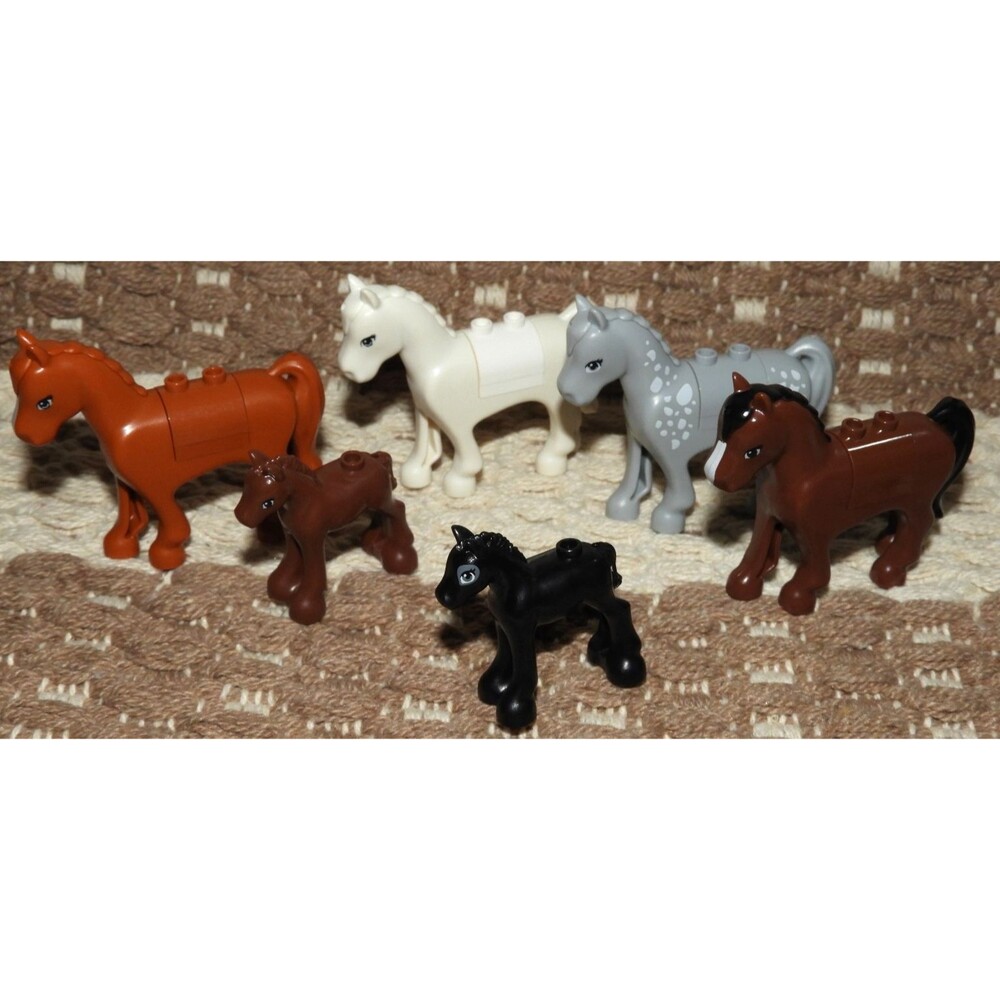 Lego Friends Horse and Pony Lot White Black Brown Gray